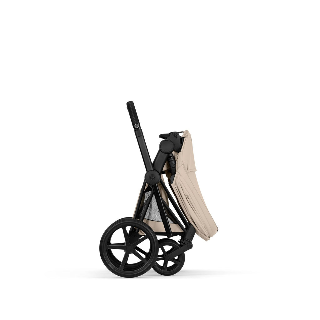 CYBEX Priam Cozy Beige ingeklapt, 31,5 x 51,5 x 85 cm, compact mee op reis, De Gele Flamingo