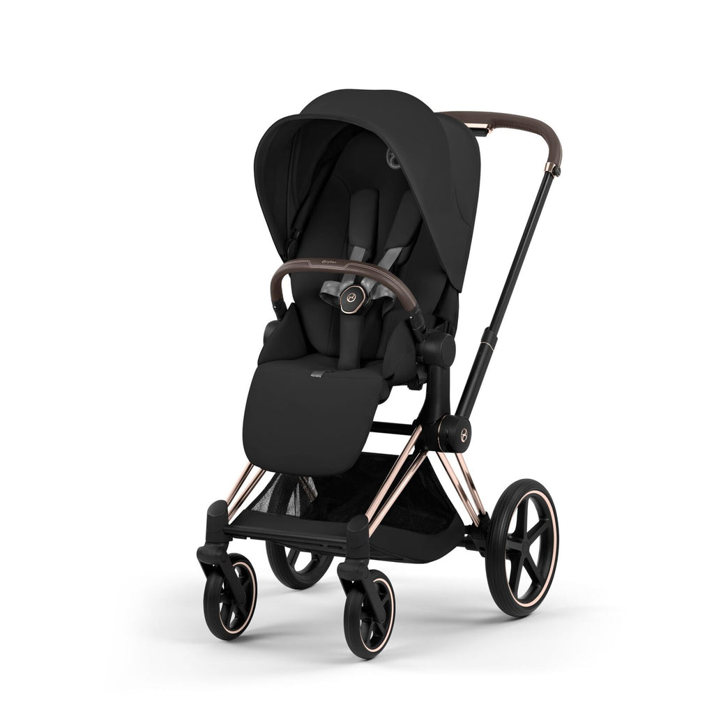 Reiswieg van de CYBEX Priam Sepia Black met verlengbare zonnekap, De Gele Flamingo