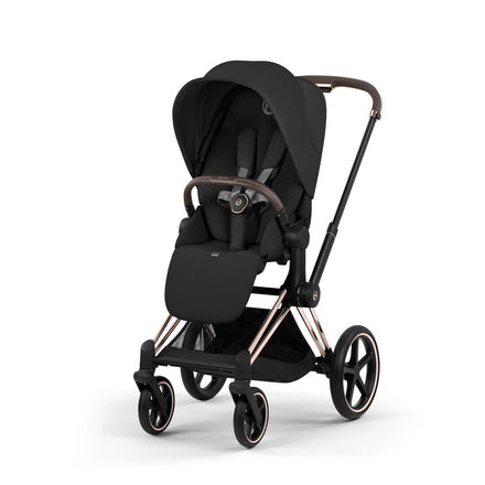 Reiswieg van de CYBEX Priam Sepia Black met verlengbare zonnekap, De Gele Flamingo