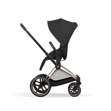 CYBEX Priam Sepia Black met all-terrain vering op voor- en achterwielen, De Gele Flamingo