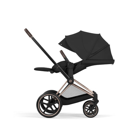 CYBEX Priam Sepia Black met grote afsluitbare boodschappenmand, De Gele Flamingo