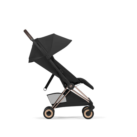 CYBEX Coya plooibuggy Sepia Black rosegold met ademende mesh-rugleuning, bij De Gele Flamingo