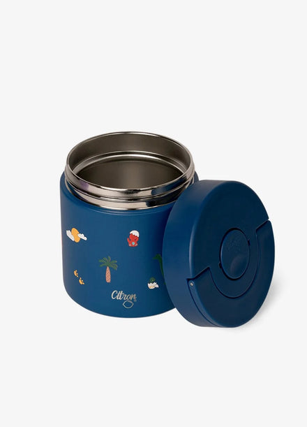 Citron Thermo Food Jar Dino met ergonomisch draaideksel, van De Gele Flamingo
