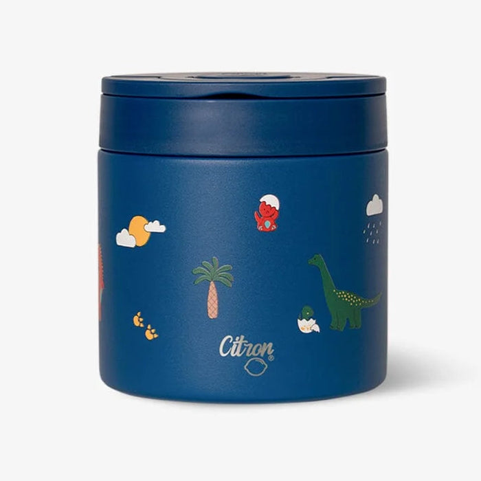 Citron RVS Thermo Food Jar 350 ml met Blue Dino print bij De Gele Flamingo