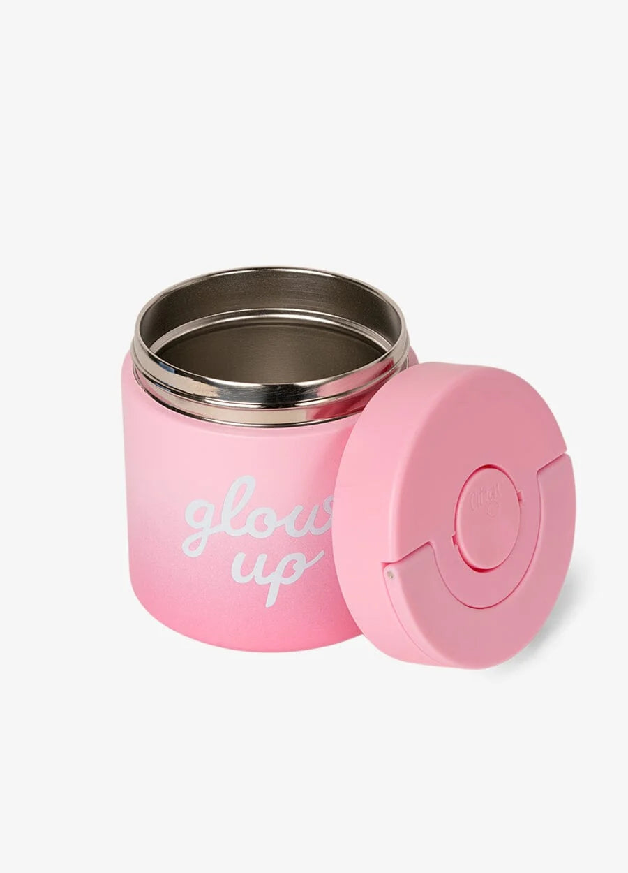 Citron Thermo Food Jar Pink Glow Up met brede opening voor soep, De Gele Flamingo