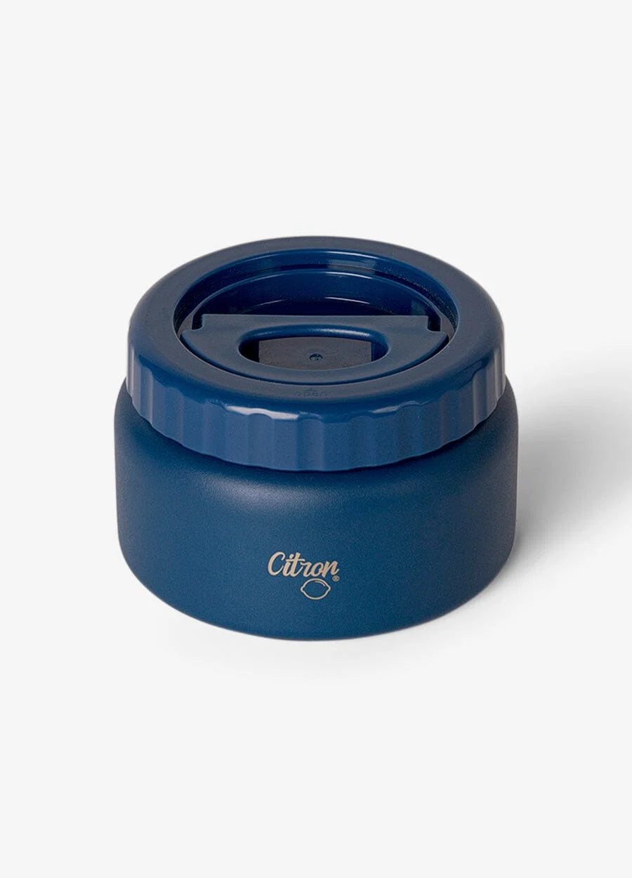 Citron Thermo Food Jar 250 ml Dark Blue met verticaal deksel, van De Gele Flamingo