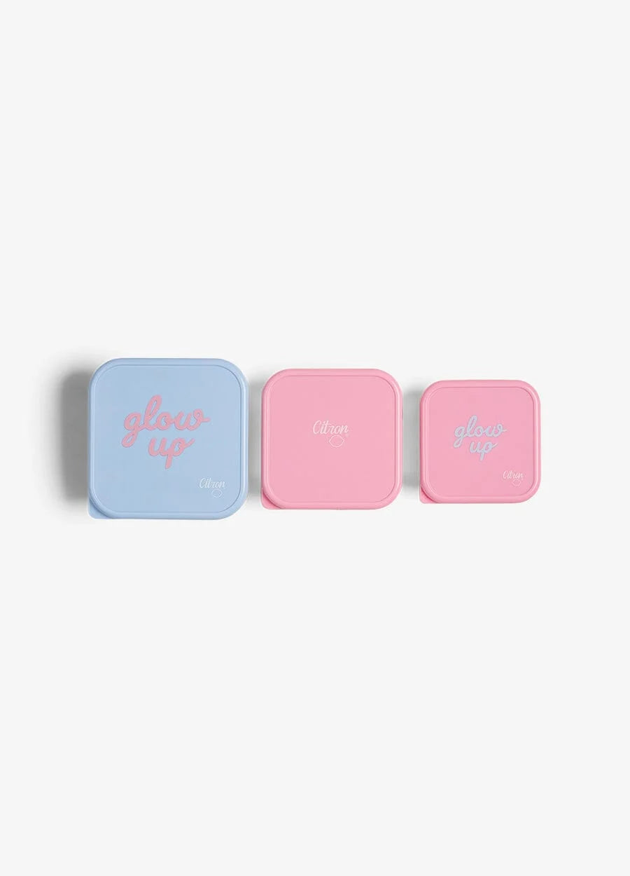 Citron RVS Snack Box Set Glow Up met drie stapelbare doosjes, De Gele Flamingo