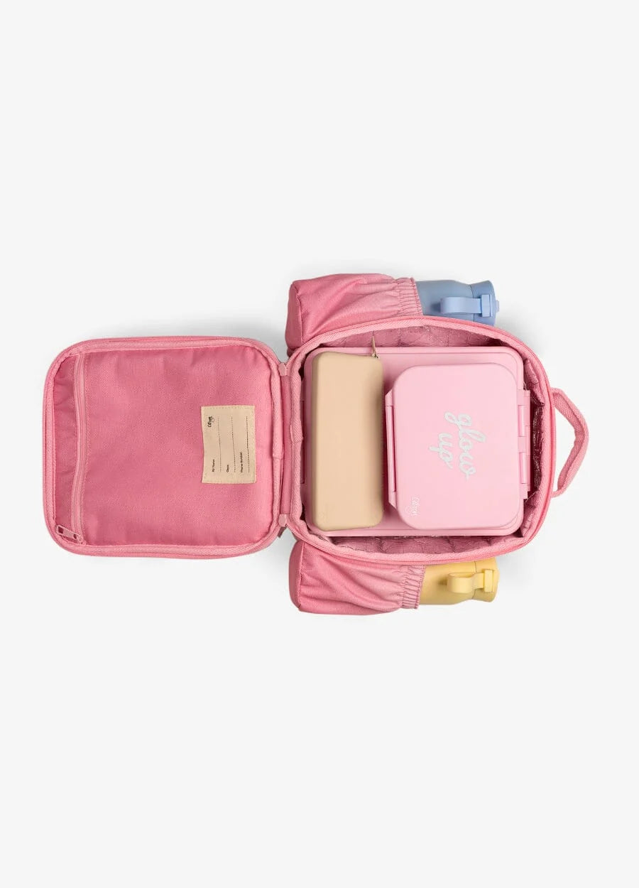 Citron lunchtas Pink Glow Up met gewatteerde schouderband crossbody, De Gele Flamingo