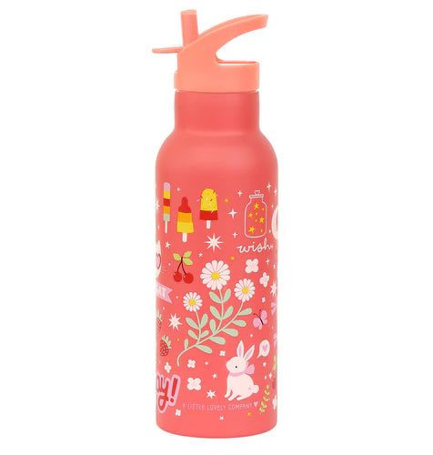 A Little Lovely Company RVS drinkfles 500 ml met Fun-print in rood