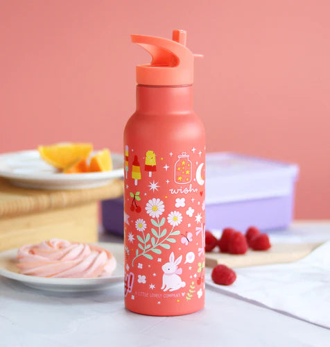 A Little Lovely Company RVS drinkfles 500 ml met Fun-print in rood