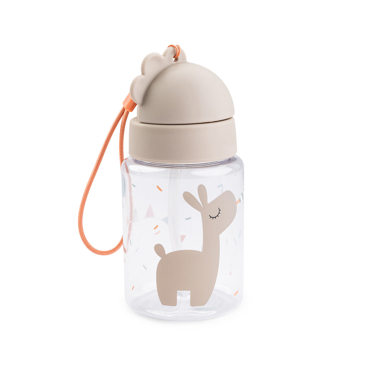 Done By Deer drinkfles met rietje 280ml Celebration Sand vooraanzicht