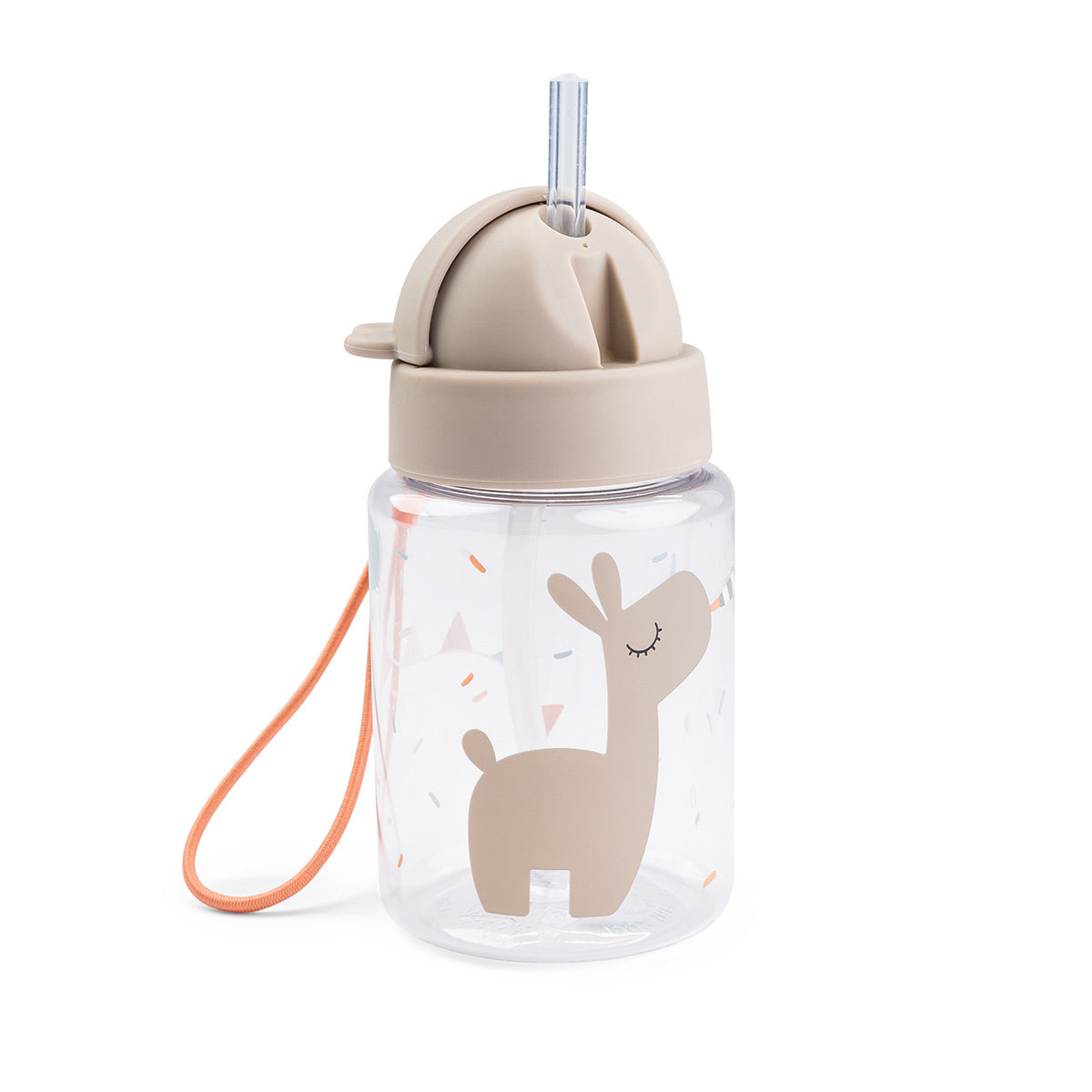 Done By Deer drinkfles met rietje 280ml Celebration Sand vooraanzicht