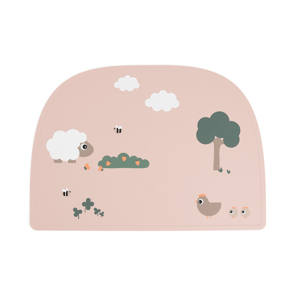 Done By Deer siliconen placemat Tiny Farm Powder, anti-slip aan tafel, bij De Gele Flamingo