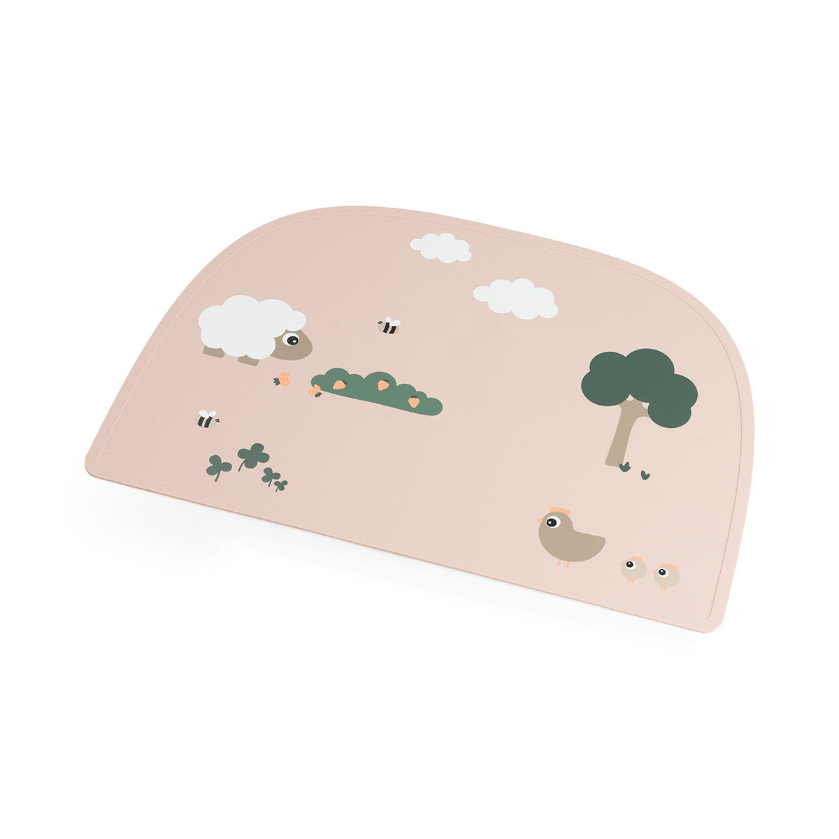 Done By Deer siliconen placemat Tiny Farm Powder, anti-slip aan tafel, bij De Gele Flamingo