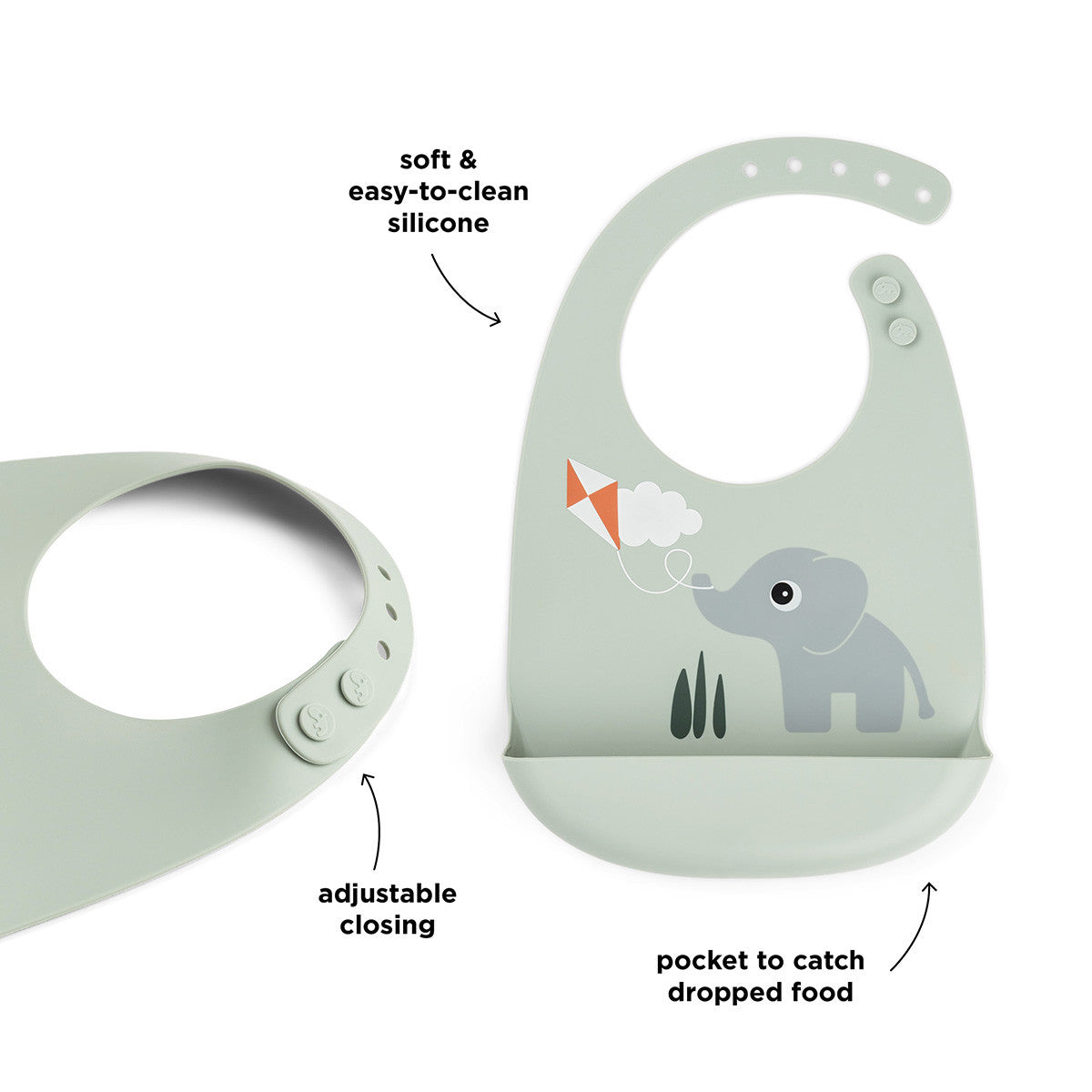 Done By Deer siliconen slab Playground Green met vrolijke print, bij De Gele Flamingo