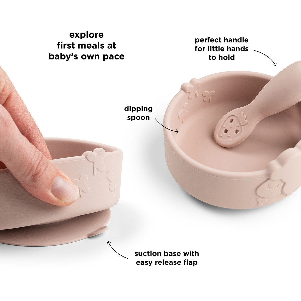 Done By Deer Stick & Stay Learning Meal Set Sheepy Powder met kom en lepel, De Gele Flamingo