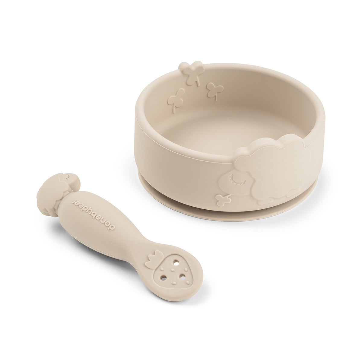 Done By Deer Stick & Stay Learning Meal Set Sheepy Sand met kom en lepel, De Gele Flamingo
