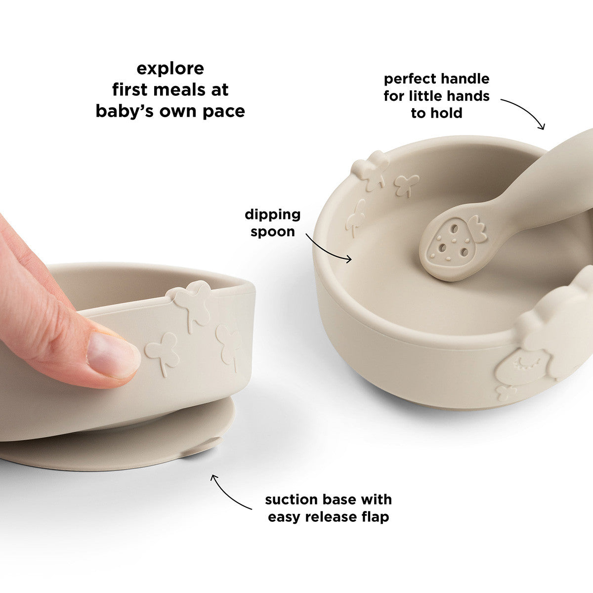 Done By Deer Stick & Stay Learning Meal Set Sheepy Sand met kom en lepel, De Gele Flamingo