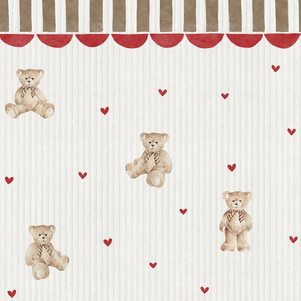 Dekornik behang Teddy Bears With Ornament geeft de kinderkamer een magische sfeer, De Gele Flamingo