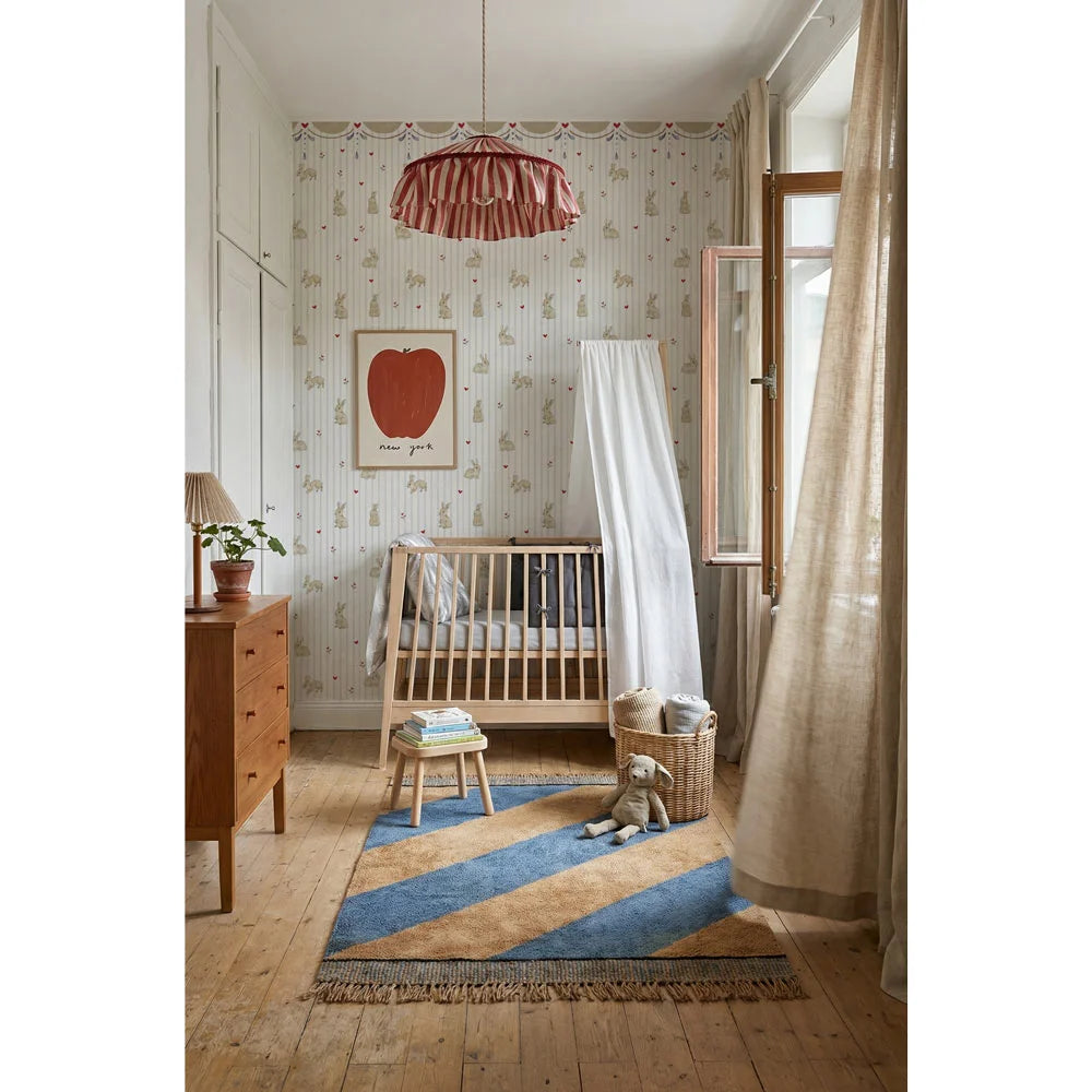 Dekornik behang Rabbit Hearts With Ornaments met konijntjes en hartjes, De Gele Flamingo