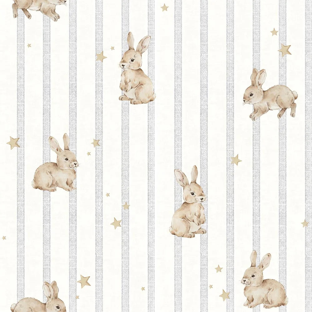 Dekornik behang Rabbit Stars met konijnen en sterren in de kinderkamer, bij De Gele Flamingo