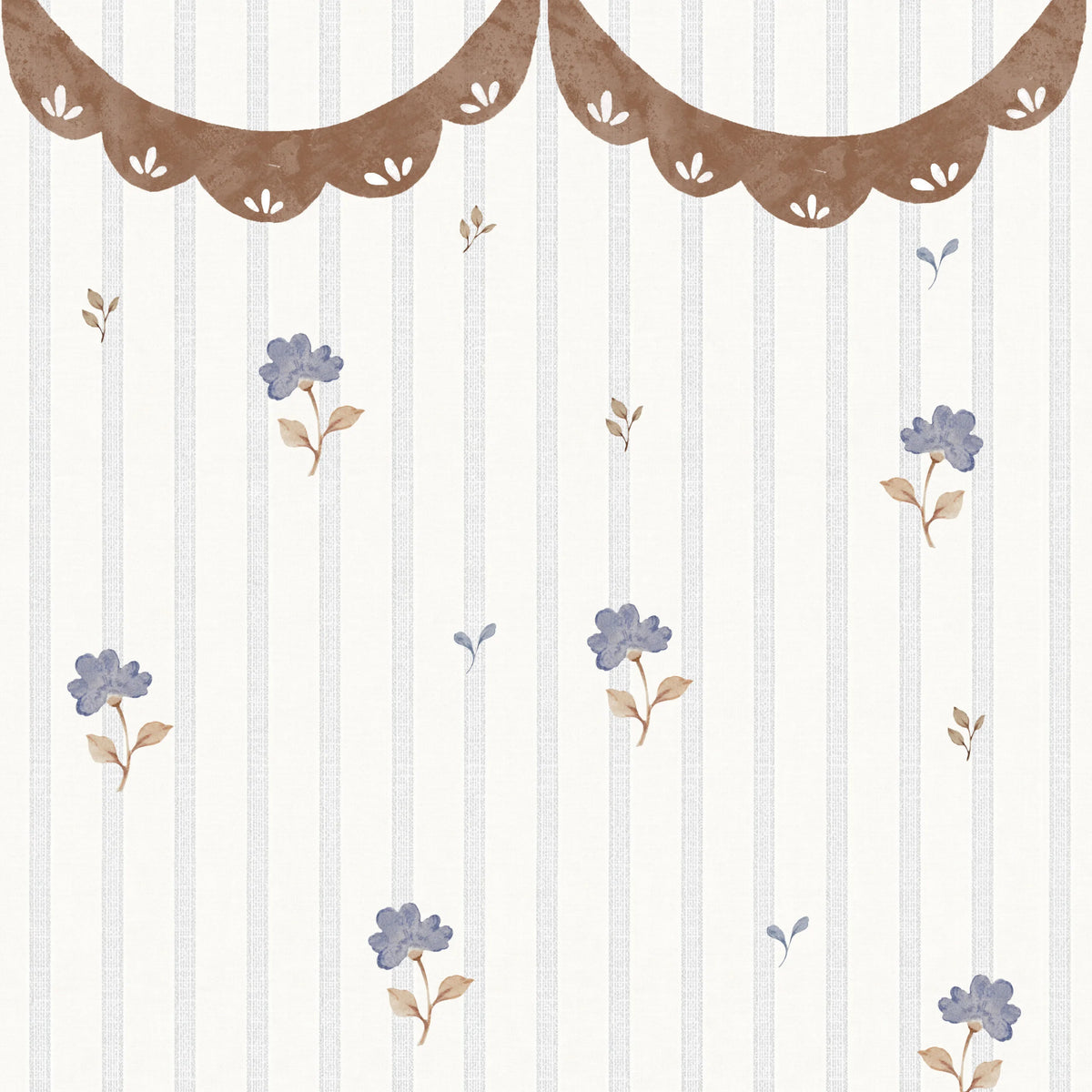 Dekornik behang Delicate Retro Flowers With Ornament in de kinderkamer, bij De Gele Flamingo