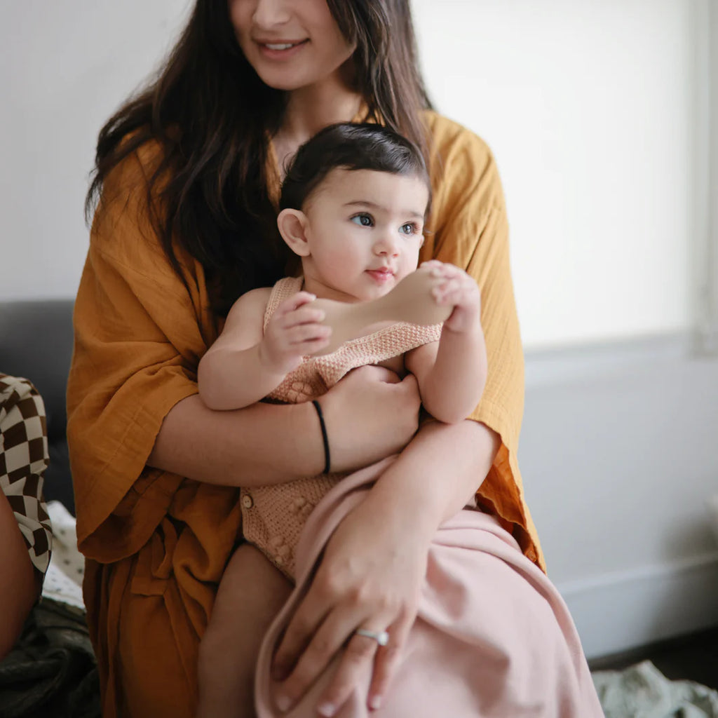 Mushie Ribbed Baby Blanket Deken 89x89cm | Blush