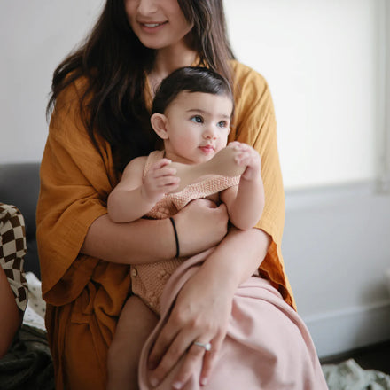 Mushie Ribbed Baby Blanket Deken 89x89cm | Blush