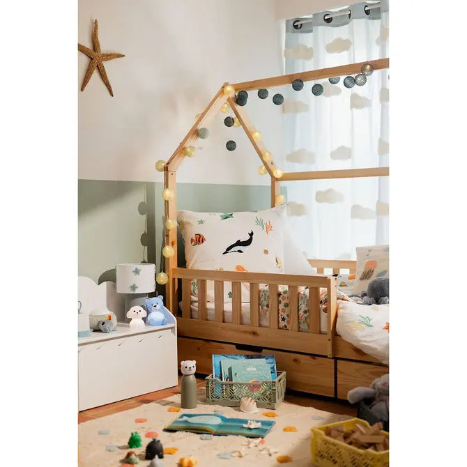 Bedhuisje Brussels met 2 lades van De Gele Flamingo, stevige constructie in grenen hout voor de kinderkamer