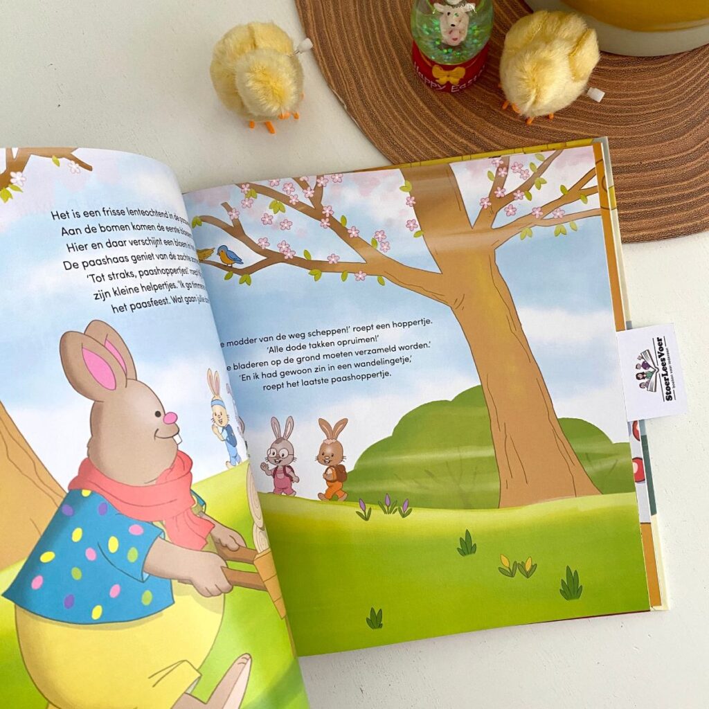 Clavis paasboek De paashoppertjes en de chocolademachine vol spanning en humor, De Gele Flamingo