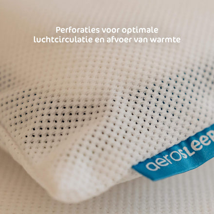 Aerosleep kussensloop wit, close-up van de perforaties