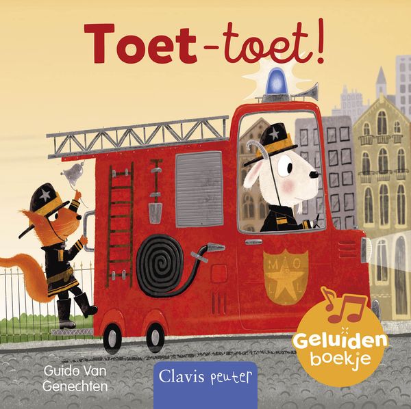 Clavis Geluidenboekje Toet-toet!, kaft van het kartonnen geluidenboekje