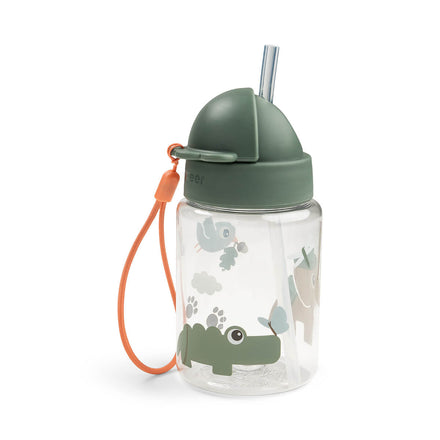 Deksel met inklapbaar rietje van de Done By Deer drinkfles Tiny Trails Green