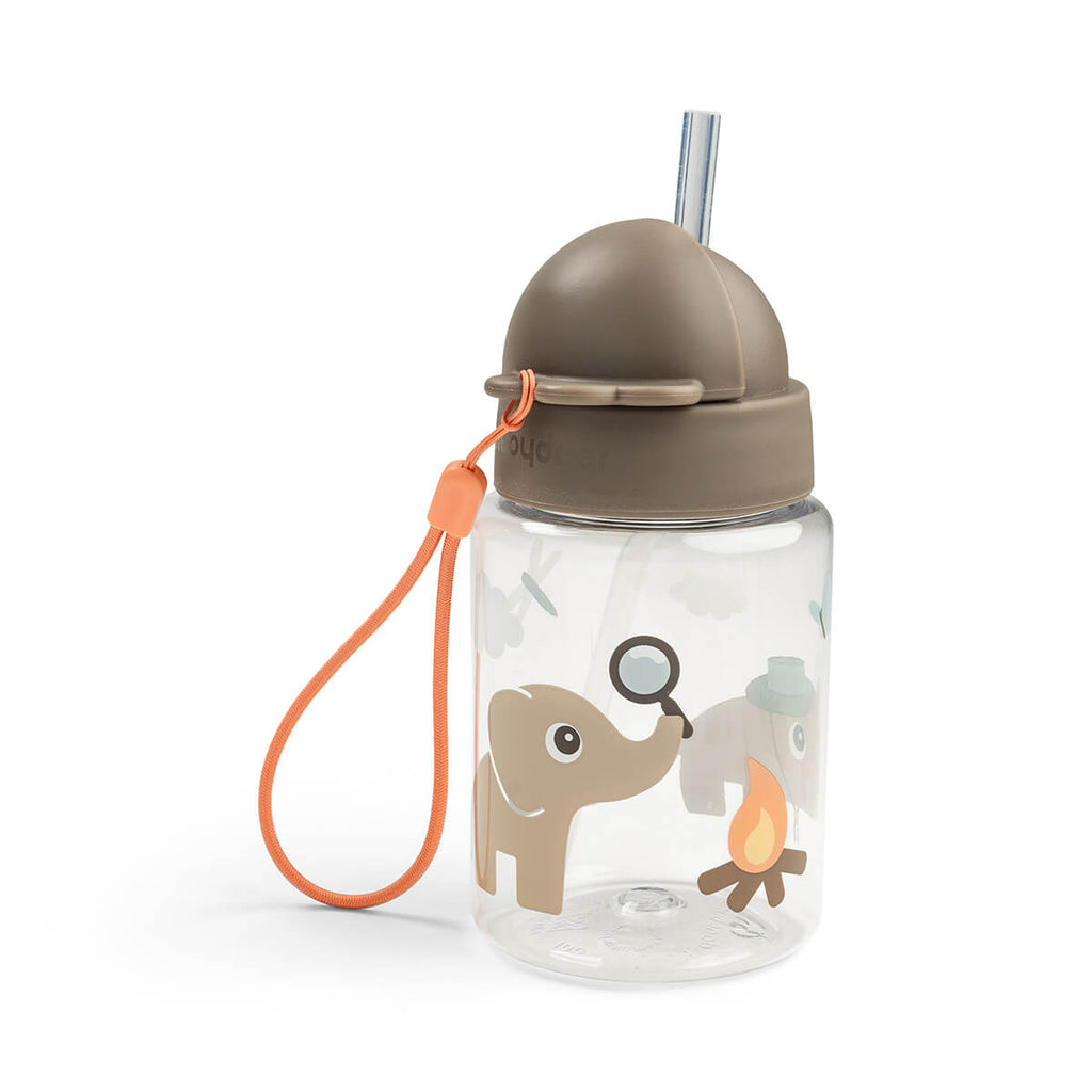 Deksel met inklapbaar rietje van de Done By Deer drinkfles Tiny Trails Sand