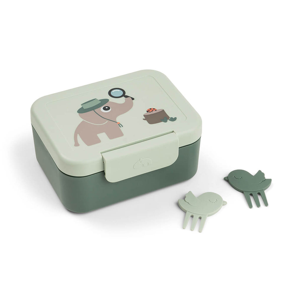 Done By Deer kleine lunchdoos met snackprikkers Tiny Trails Green