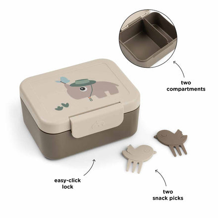 Snackprikkers van de Done By Deer lunchdoos Tiny Trails Sand