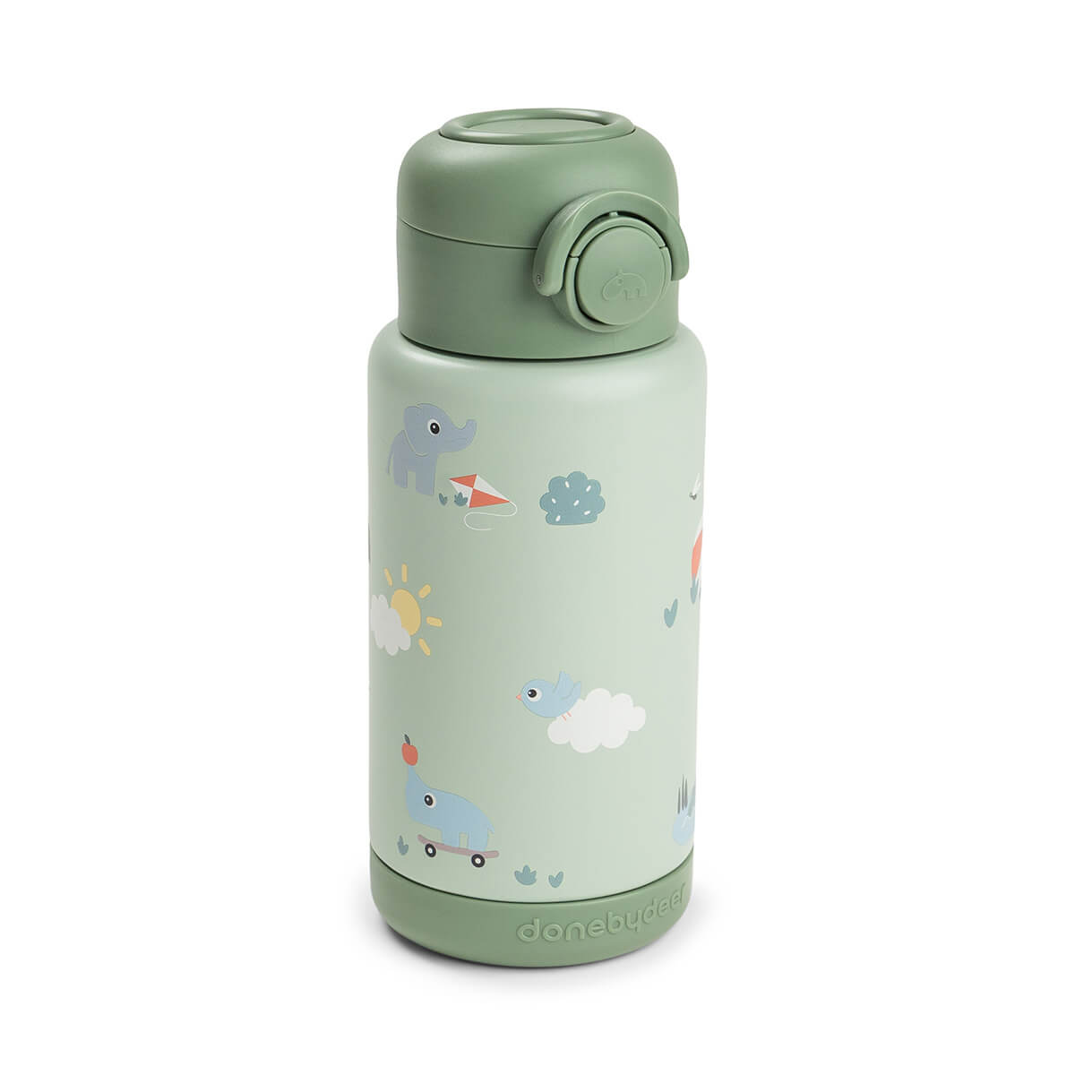 Done By Deer thermische drinkfles met rietje Playground Green