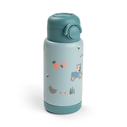 Thermosfles van Done By Deer in Tiny Farm Blue van opzij