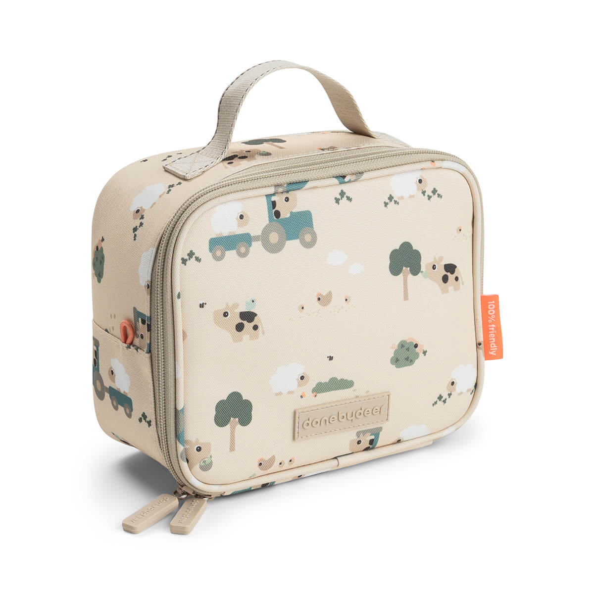 Done By Deer kleine thermische lunchtas Tiny Farm Sand, vooraanzicht