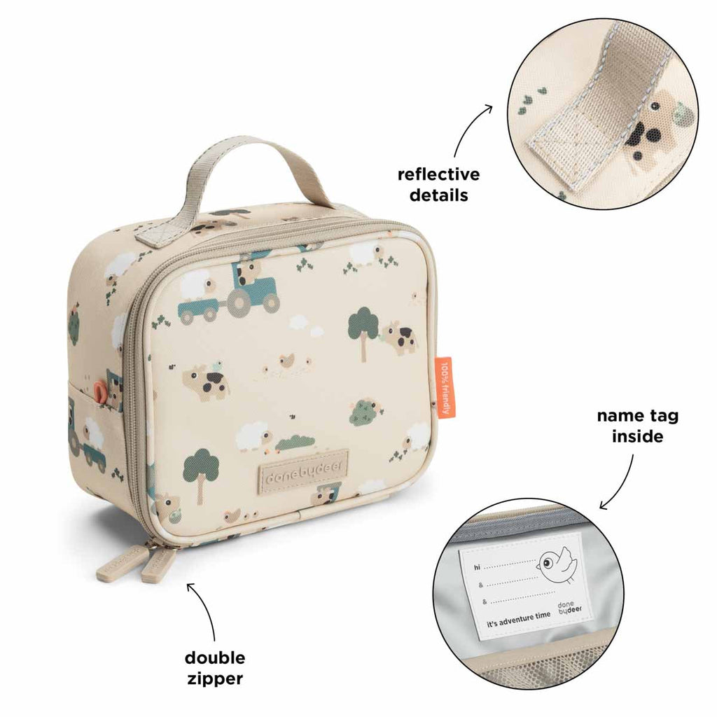 Draaglus met reflecterend stiksel van de Tiny Farm Sand lunchtas