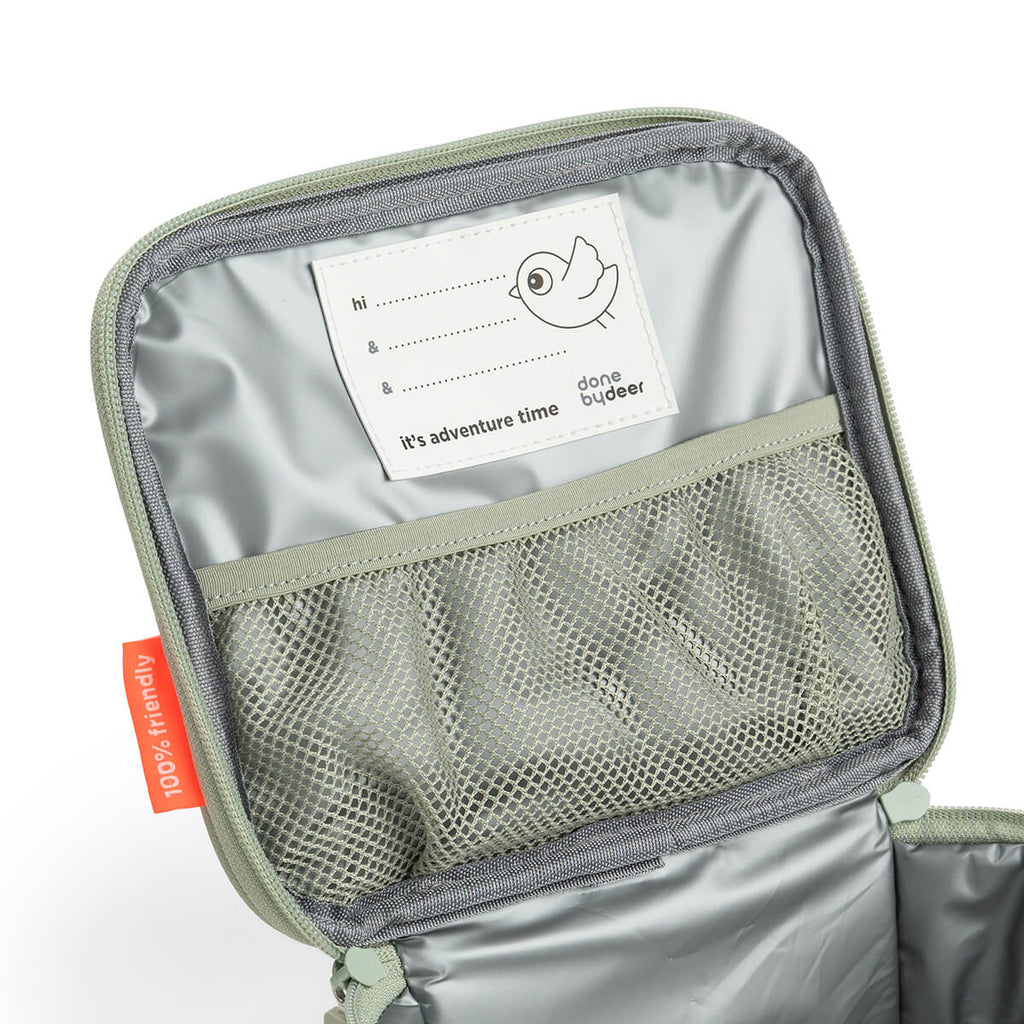 Open kleine lunchtas Tiny Trails Green met mesh binnenzakje