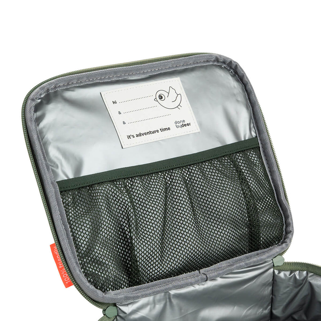 Open thermische lunchtas Tiny Trails Green met mesh binnenvak