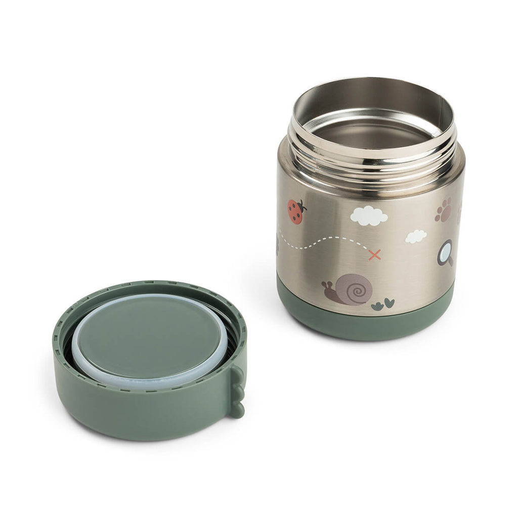 Voedselpot Tiny Trails Green van Done By Deer met het deksel open
