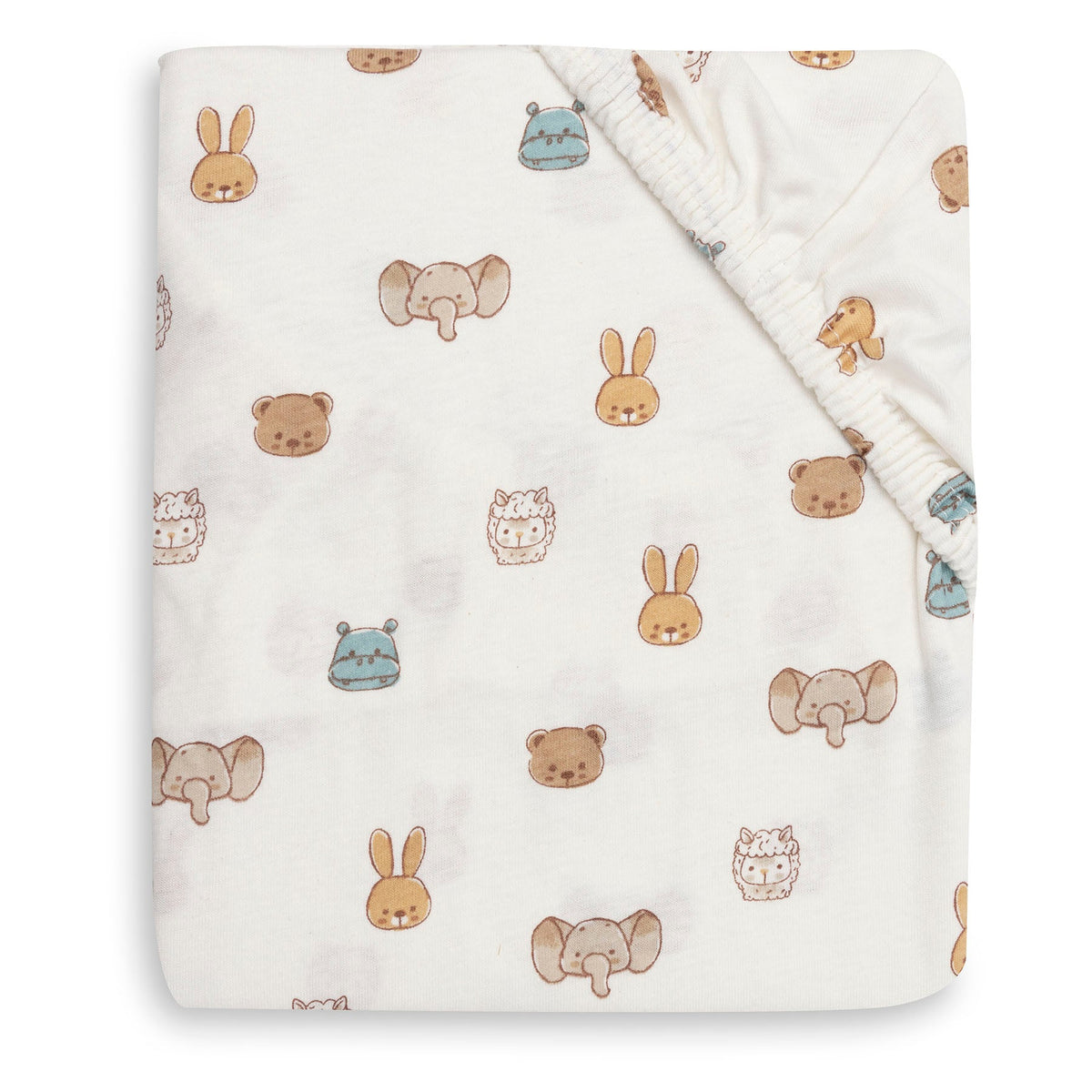 Jollein hoeslaken jersey met Jollies dierenprint voor een ledikantmatras