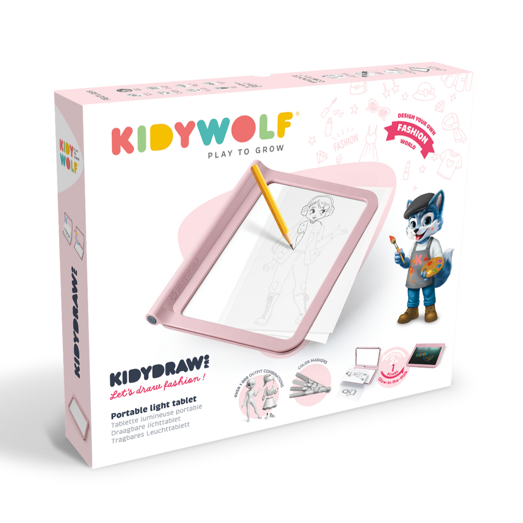 Kidywolf Kidydraw Roze Fashion, verpakking schuin vooraanzicht