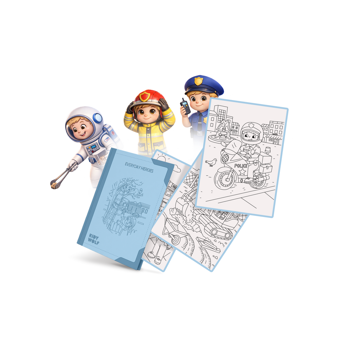 Kidywolf Kidydraw Pad Navulling 30 Tekeningen Everyday Heroes, de navulset