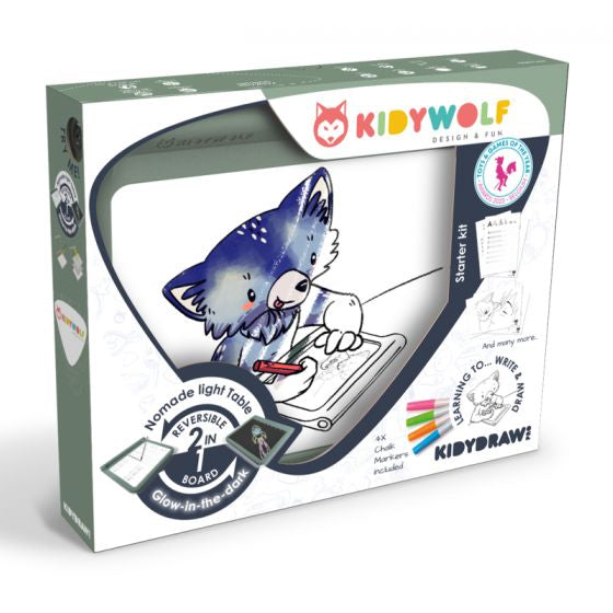 Kidywolf Kidydraw Pro lichttablet groen, verpakking vooraanzicht