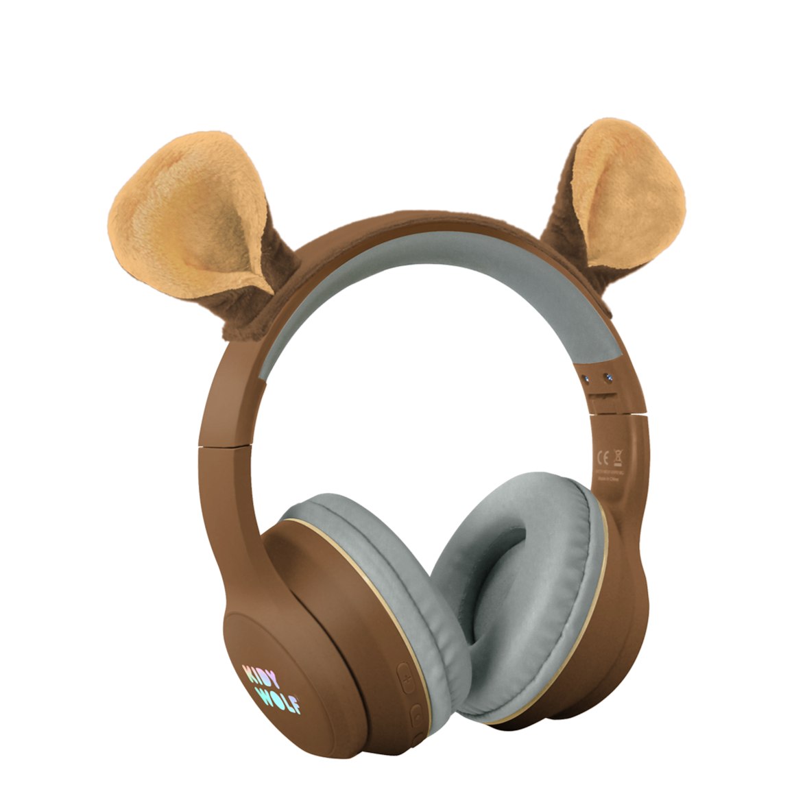 Kidywolf Kidyears bluetooth koptelefoon Beer, vooraanzicht met berenoortjes