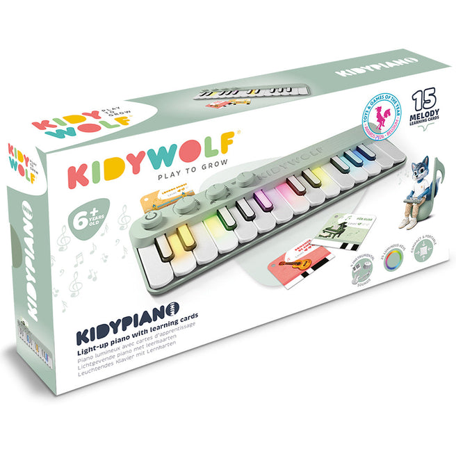 Kidywolf Kidypiano mini piano groen, piano met verlichte toetsen en leerkaarten