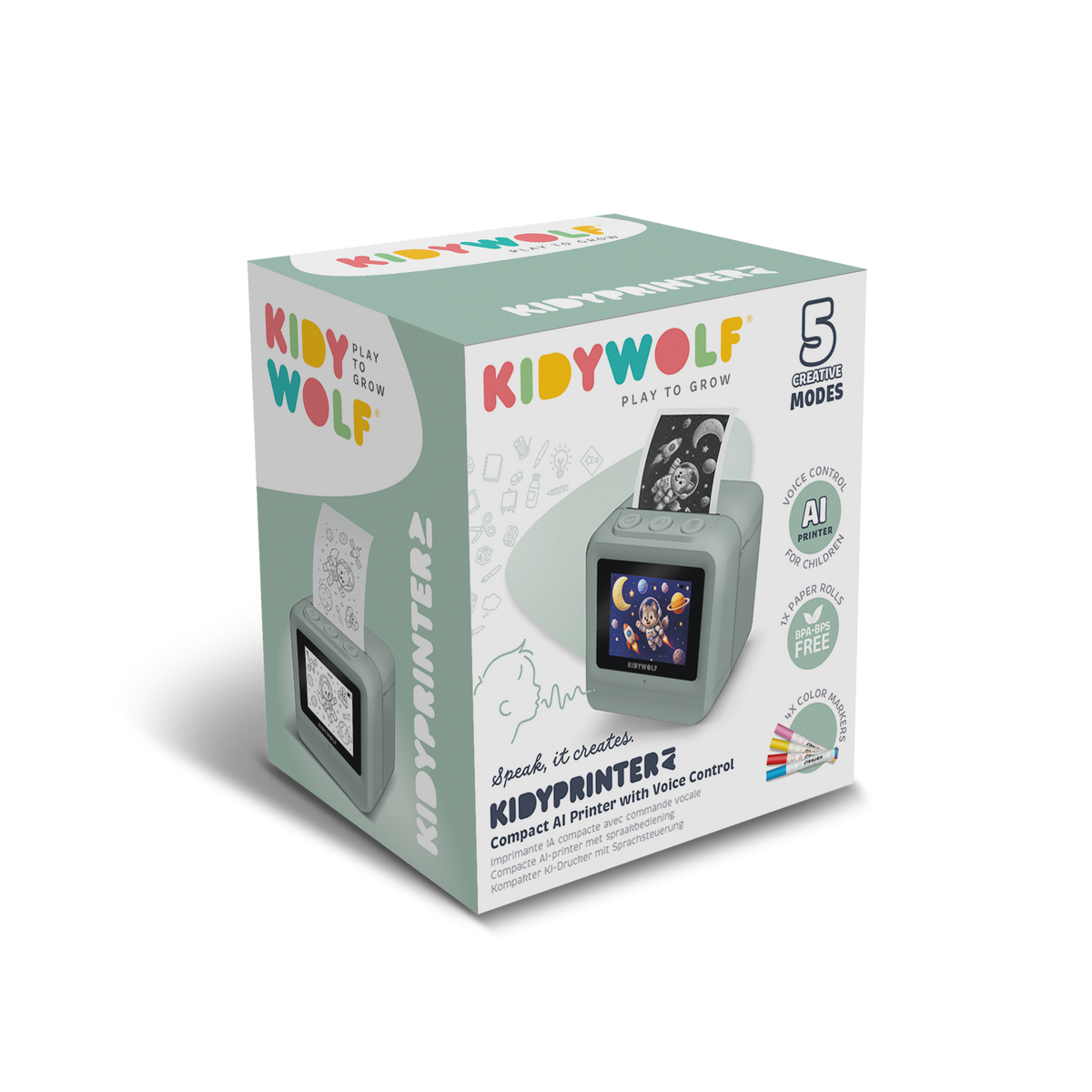 Kidywolf Kidyprinter AI Creatieve Printer Zonder Inkt, de printer